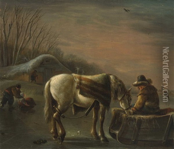 Winterlandschaft Mit Pferd Oil Painting - Andries Vermeulen