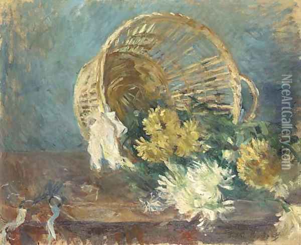 Chrysanthemes or Corbeille renversee Oil Painting - Berthe Morisot