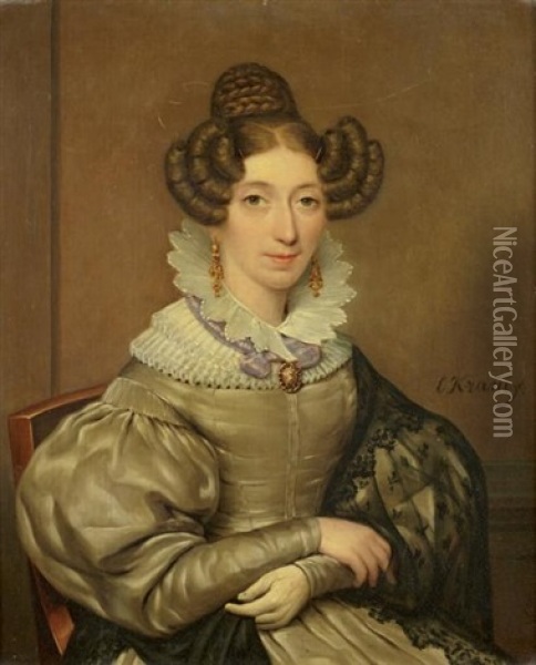 Portrait De Femme Assise Dans Un Fauteuil Oil Painting - Christophe Cram