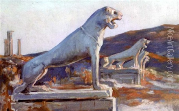 The Lions Of Delos Oil Painting - Nikolaos Chimonas
