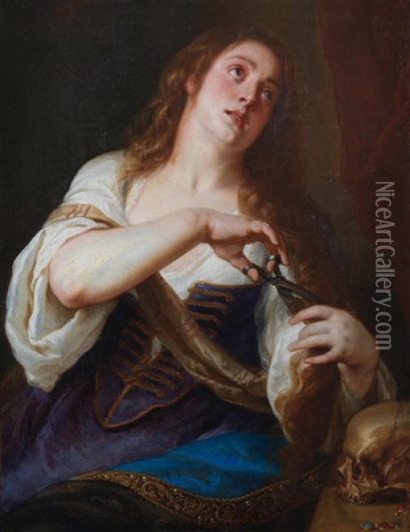 The Penitent Magdalen Oil Painting - Caspar de Crayer