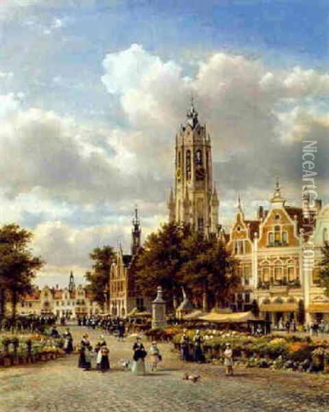 The Flower Market In Breda Oil Painting - Lodewijk Johannes Kleijn