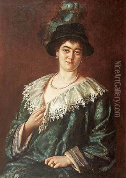 Portret Emanueli Oil Painting - Jozef Puacz
