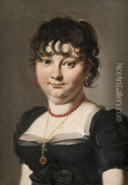 Portrait De Femme Au Collier De Corail Oil Painting - Louis Leopold Boilly