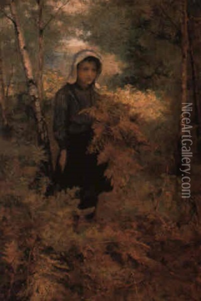The Fern Gatherer Oil Painting - Sir George Clausen