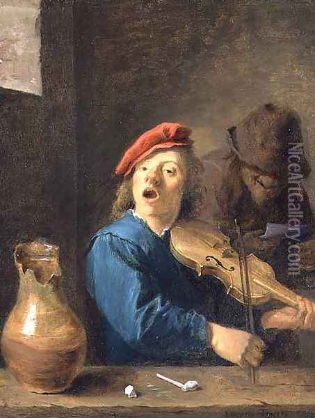 The Fiddler, 1633 Oil Painting - David The Younger Teniers