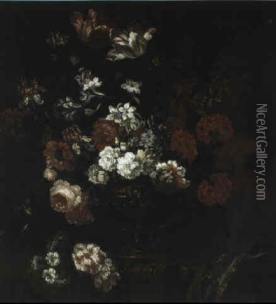 Groses Blumenbouquet In Einer Vase Oil Painting - Pieter Casteels III