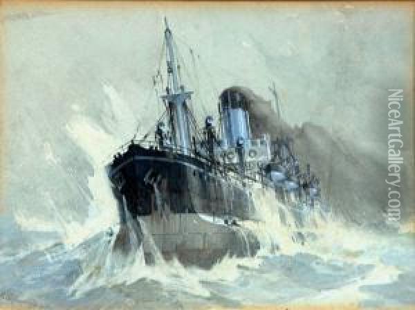Iron Turret Class Ship Oil Painting - Jack Spurling