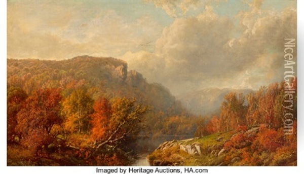 October In The Blue Mountains Oil Painting - William Mason Brown