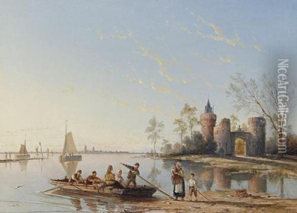 The Ferry On The Zuyder Zee Oil Painting - William Raymond Dommersen