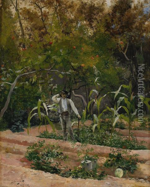 Tradgarden I Granada Oil Painting - Hugo Birger