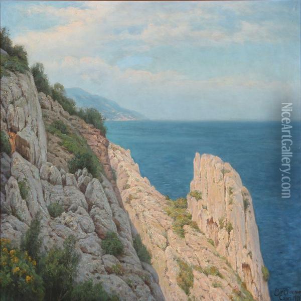 Rocky Coast On Capri Oil Painting - Axel Birkhammer