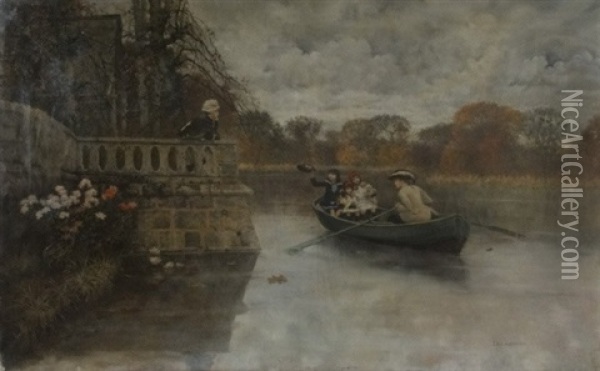 La Promenade En Barque Oil Painting - Jean David de Sauzea