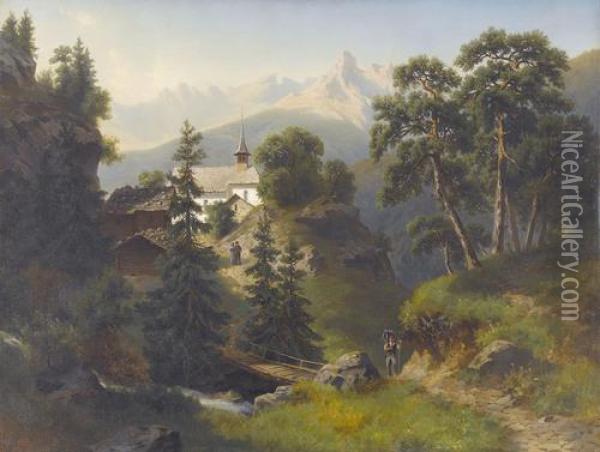 Partie Von Bristen Im Maderanertal Oil Painting - Rudolf Holzhalb