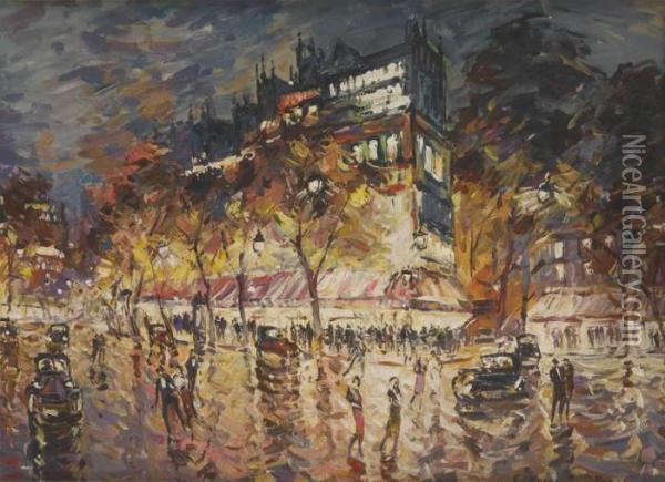 Vue Nocturne De Paris Oil Painting - Konstantin Alexeievitch Korovin