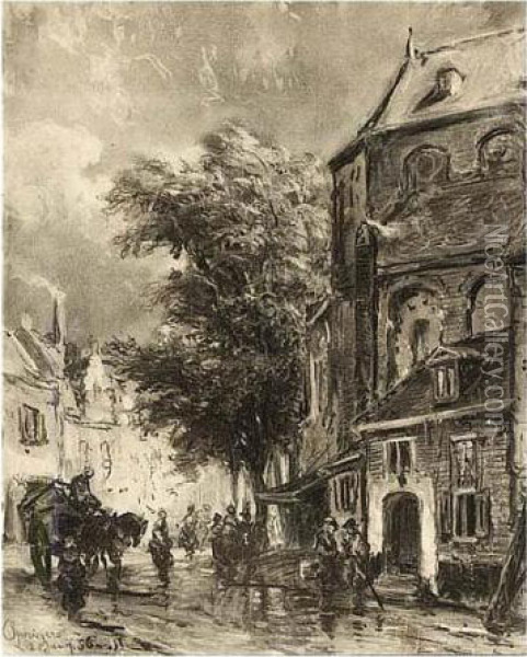 Behind The Saint Peterschurch, Utrecht Oil Painting - Cornelis Springer