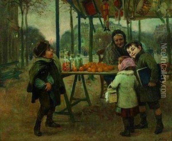 Kinder Vor Einem Marktstand Oil Painting - Georges Le Brun Lebrun