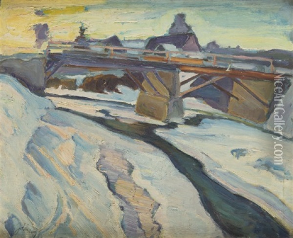 Harenda Bridge Oil Painting - Franciszek Jazwiecki