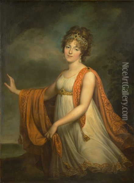 Dorothea Countess Von Lieven, Born Von Benckendorff (1785-1857) Oil Painting - Franz Gerhard von Kuegelgen