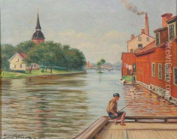 Canal Scene Oil Painting - Julius Granberg