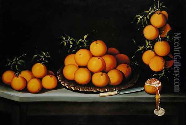 Still life with oranges, 1679 Oil Painting - Francisco de Vargas