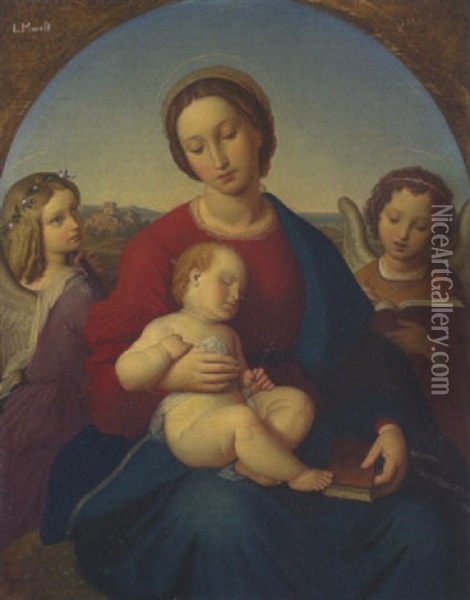 Die Madonna Mit Dem Christuskind Oil Painting - Ludwig Moralt