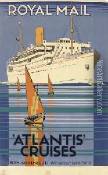 Royal Mail, 'atlantis' Cruises Oil Painting - Kenneth Denton Shoesmith