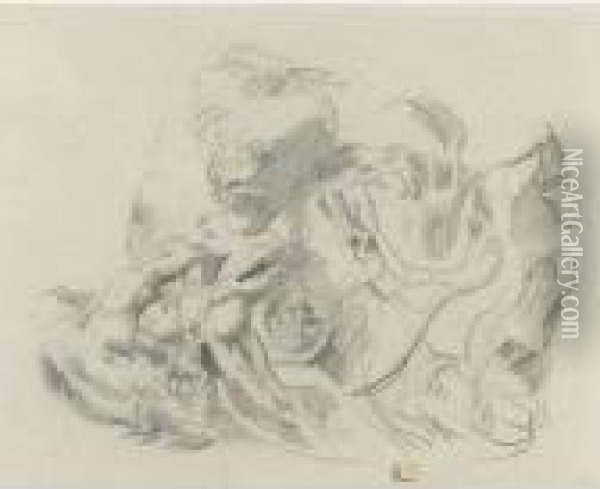 A Lion Hunt Oil Painting - Eugene Delacroix
