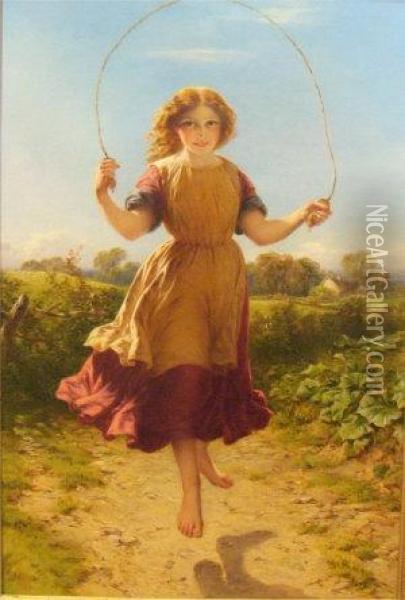 Girl With A Skipping Rope Oil Painting - John Adam P. Houston