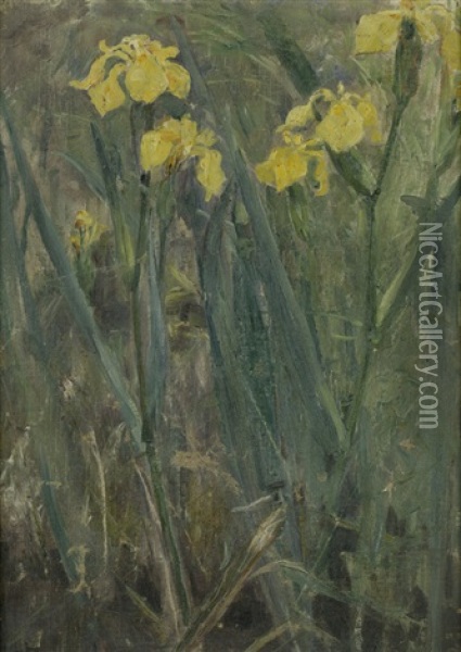 Teichlilien Oil Painting - Ludwig Von Hofmann