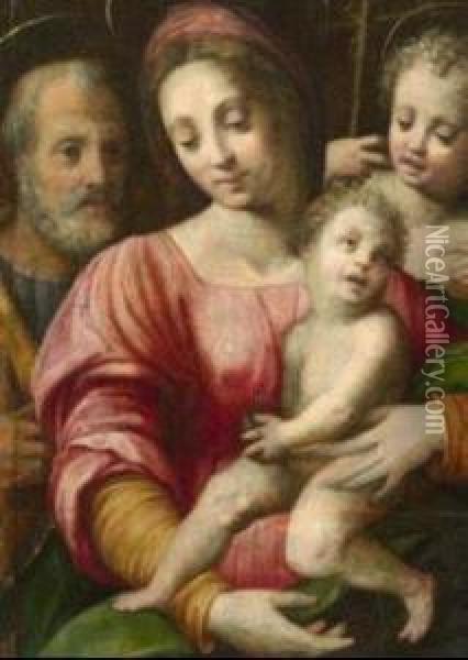Sacra Famiglia Con San Giovannino Oil Painting - Domenico Puligo