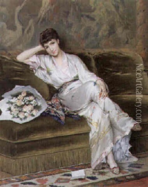Jonge Vrouw In Kimono Oil Painting - Gustave Leonhard de Jonghe