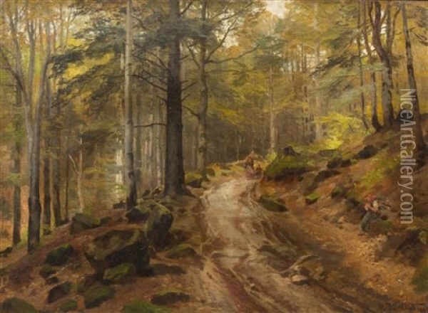 Gathering Wood, 1886 Oil Painting - Hugo Darnaut