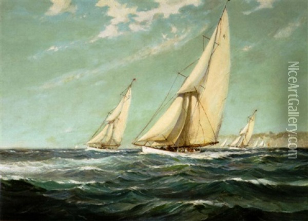 Racing Yachts (a Steady Breeze) Oil Painting - Robert McGregor