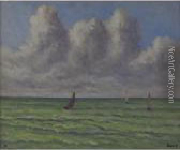 Voiliers Au Large Du Treport Oil Painting - Maximilien Luce