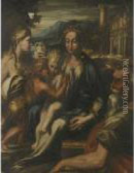 Madonna With Child, St. Zachary, Mary Magdalene And St. John The Baptist Oil Painting - Girolamo Francesco Maria Mazzola (Parmigianino)