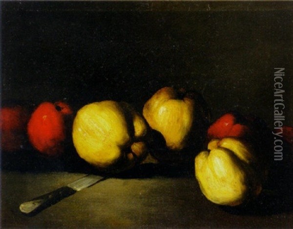 Still Life Of Apples Oil Painting - Germain Theodore Ribot