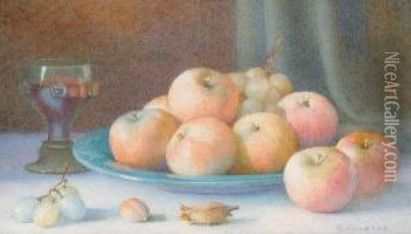 Still Life Of Fruit In A Bowl Oil Painting - Frederick Spencer