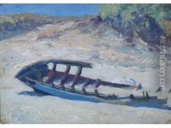 Barque Echouee A La Grande Cote Oil Painting - Adolphe Pere