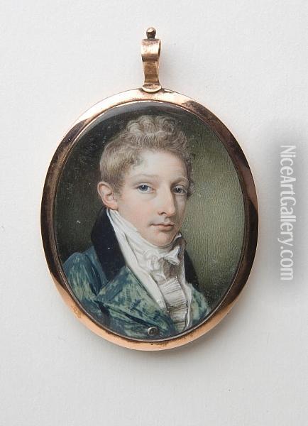 Portrait Miniature Of A Gentleman Oil Painting - Thomas Richmond