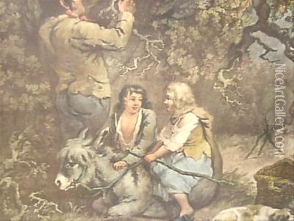 Gipsy Family Resting In Woods Oil Painting - George Moreland