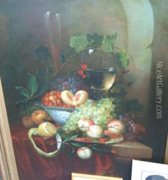 Still Life Of Fruit And Goblet Oil Painting - Jan Davidsz De Heem