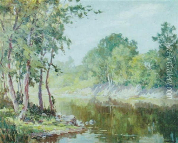 Impressionistic River Landscape Oil Painting - Jess Hobby