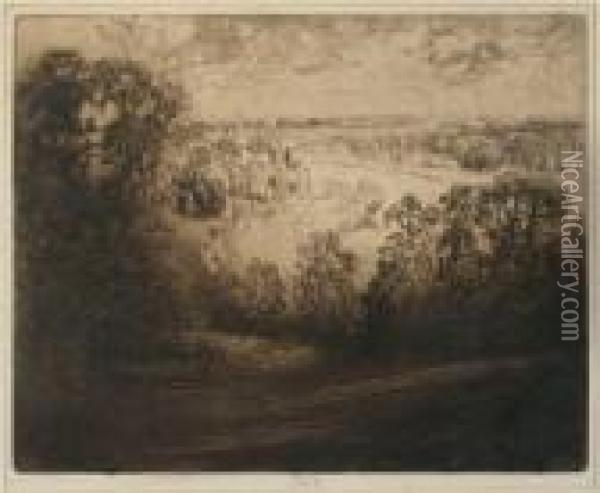 Thames From Richmond Hill Oil Painting - Joseph Pennell