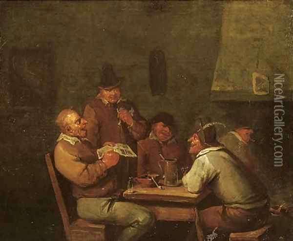 Boors singing and drinking in an inn Oil Painting - Egbert van, the Younger Heemskerck