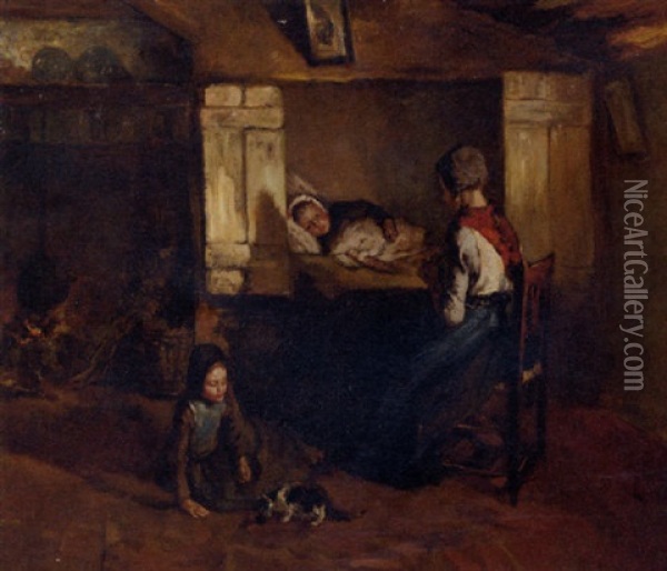 The Waking Hour Oil Painting - Albert Johan (Jan) Neuhuys