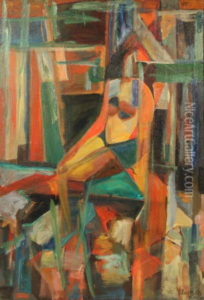 Seated Nude Oil Painting - Gustav Gustavovich Kluzis