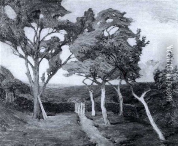 Hugellandschaft Mit Obstbaumen Im Fruhling Oil Painting - Gustav Wiethuechter