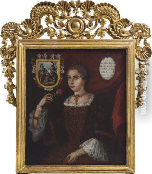 Retrato De Dona Maria Petra Regalada De La Mata Oil Painting - Juan Joseph De Medina