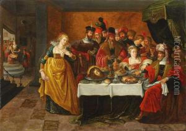 Salome Und Dieenthauptung Von Johannes Dem Taufer Oil Painting - Kasper or Gaspar van den Hoecke